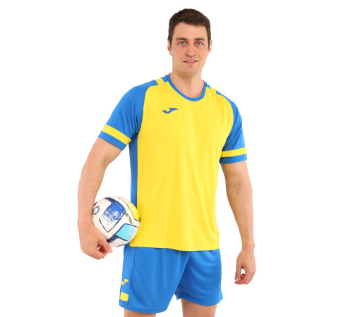 Форма футбольна комплект футболка та шорти Joma LIDER 4XS-2XL жовтий-синій