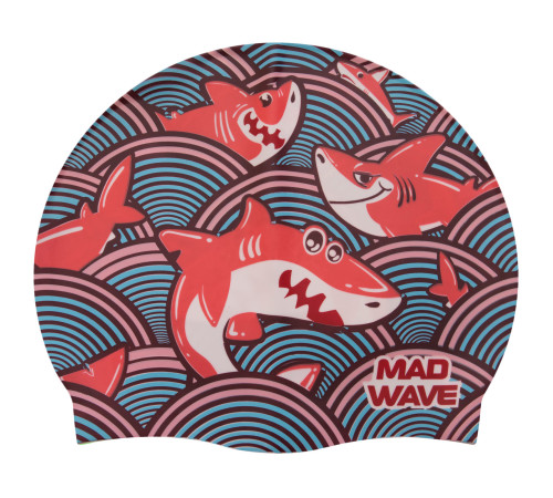 Шапочка для плавання силіконова юніорська MadWave Junior SHARKY кольори в асортименті