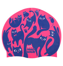 Шапочка для плавання силіконова для дорослих MadWave Cats кольори в асортименті