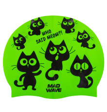 Шапочка для плавання силіконова юніорська MadWave Cats кольори в асортименті