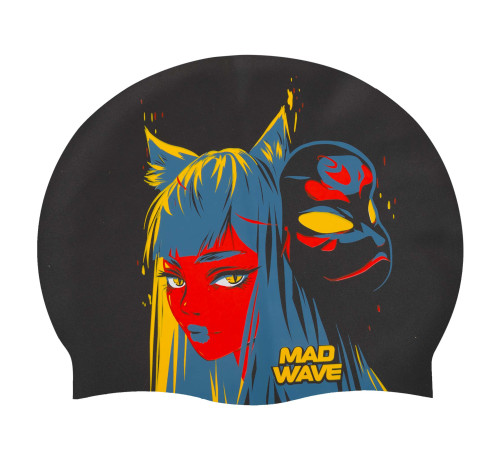 Шапочка для плавания силиконовая для взрослых MadWave Kitsune цвета в ассортименте