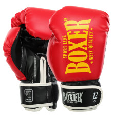 Рукавиці боксерські на липучці штучна шкіра BOXER NEW 10-16 унцій кольори в асортименті
