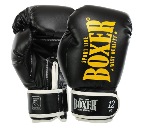Рукавиці боксерські на липучці штучна шкіра BOXER NEW 10-16 унцій кольори в асортименті