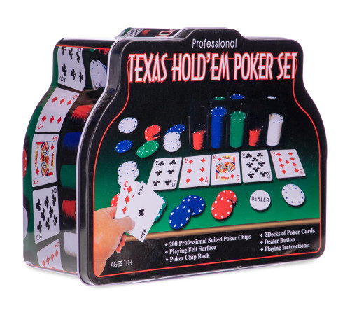 Набір для покеру в металевій коробці Texas Holdem Poker set SP-Sport 200 фішок