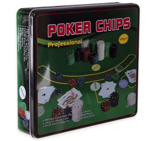 Набір для покеру в металевій коробці Professional Poker chips SP-Sport 500 фішок