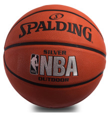М'яч баскетбольний гумовий SPALDING NBA SILVER OUTDOOR розмір 7 коричневий