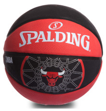 М'яч баскетбольний гумовий SPALDING NBA Team BULL OUTDOOR розмір 7 червоний-чорний