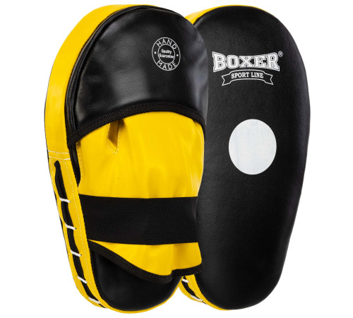 Лапа боксерська пряма подовжена тренувальна шкіра BOXER 38х18х4,5см 2штуки кольори в асортименті