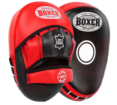 Лапа боксерська вигнута тренувальна шкіра BOXER элит 23х19х4,5см 2штуки кольори в асортименті