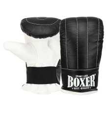 Снарядні рукавички-млинці для боксу шкіряні BOXER розмір L кольори в асортименті