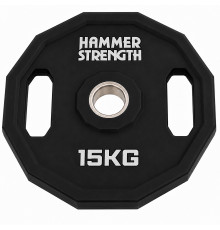 Млинці диски поліуретанові 2 Handle металева втулка HAMMER STRENGHT ø50мм 15кг чорний