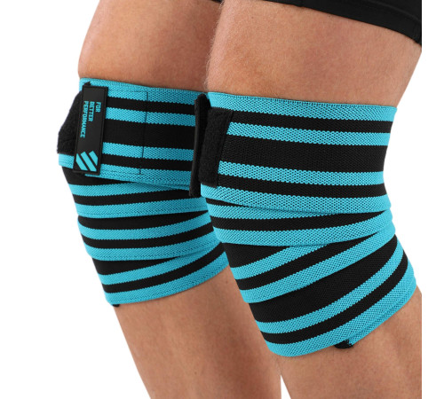 Колінні бинти для присідань KNEE WRAPS LiveUp 2шт синій-чорний