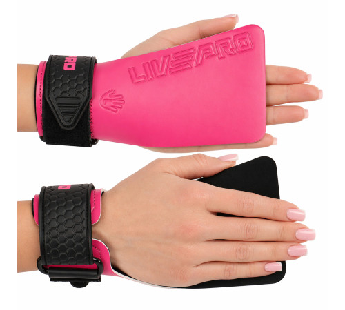 Накладки для підтягування та тяги LIFTING GRIPS LiveUp 2шт S-L рожевий-чорний