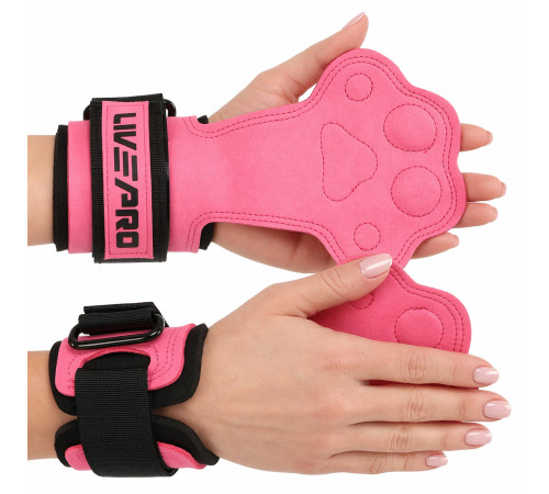 Накладки для подтягивания и тяги WEIGHT LIFTING WRIST WRAPS LiveUp 2шт розовый-черный
