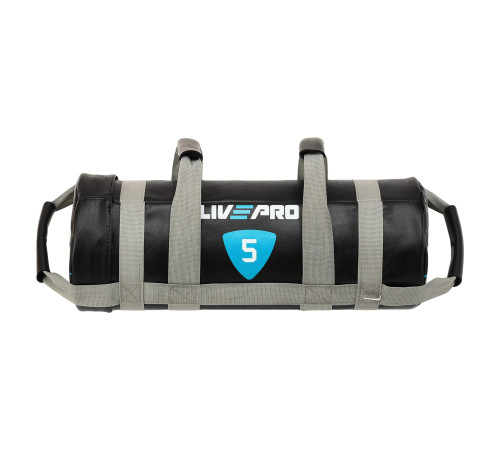 Мішок обтяжувач для функціонального тренінгу Power Bag LiveUp 5кг чорний-сірий
