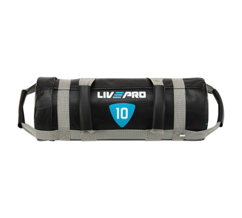 Мешок утяжелитель для функционального тренинга Power Bag LiveUp 10кг черный-серый