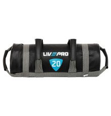 Мішок обтяжувач для функціонального тренінгу Power Bag LiveUp 20кг чорний-сірий