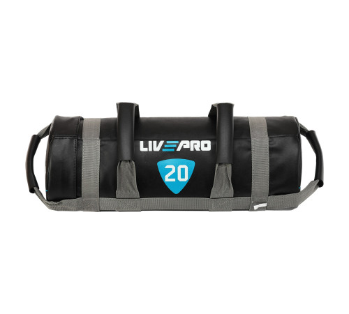 Мішок обтяжувач для функціонального тренінгу Power Bag LiveUp 20кг чорний-сірий