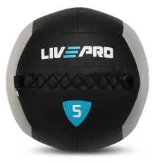 М'яч набивний медичний для кросфіту WALL BALL LiveUp 5кг чорний-сірий