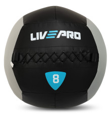 М'яч набивний медичний для кросфіту WALL BALL LiveUp 8кг чорний-сірий