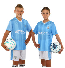Форма футбольна дитяча із символікою футбольного клубу MANCHESTER CITY домашня 2024 SP-Sport XS-XL блакитний-білий