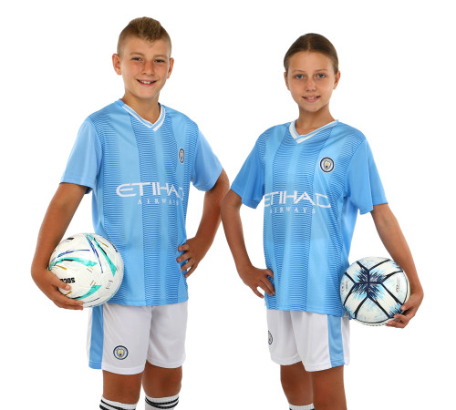 Форма футбольна дитяча із символікою футбольного клубу MANCHESTER CITY домашня 2024 SP-Sport XS-XL блакитний-білий
