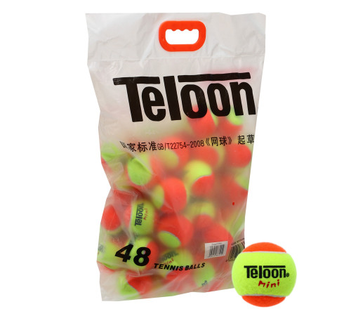 М'ячі для великого тенісу TELOON KIDS MINI 48шт помаранчевий-салатовий