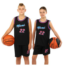 Форма баскетбольная детская NBA клуб Miami 22 S-2XL черный-фуксия