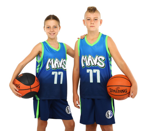 Форма баскетбольная детская NBA клуб Mavs 77 S-2XL темно-синий-голубой-салатовый