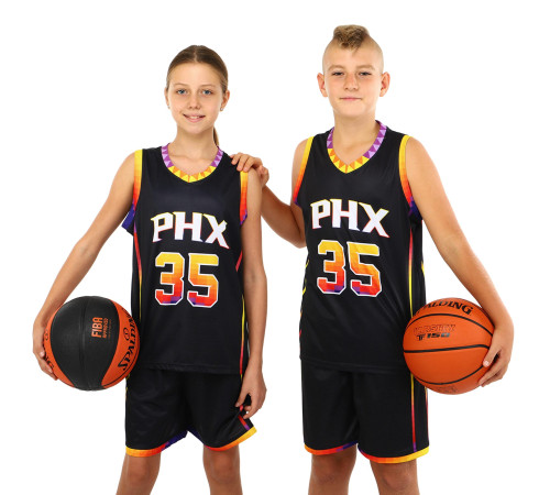 Форма баскетбольная детская NBA клуб Phoenix Suns 35 S-2XL синий-красный-оранжевый