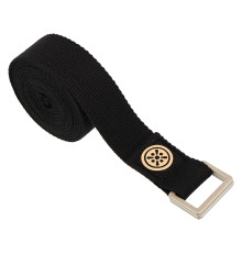 Ремінь для йоги з металевою пряжкою BLOOM YOGA STRETCH STRAP 183x3,2 см чорний