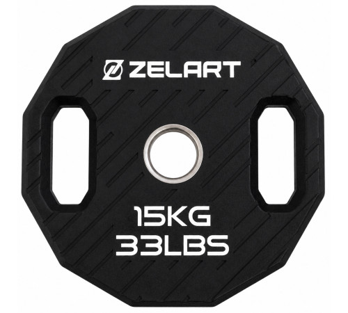 Млинці диски TPU 2 Handle металева втулка Zelart ø51мм 15кг чорний