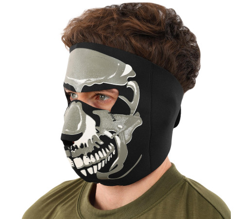 Маска лицьова вітрозахисна SP-Sport Chrome Skull чорний