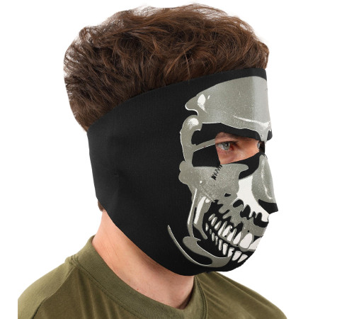 Маска лицьова вітрозахисна SP-Sport Chrome Skull чорний
