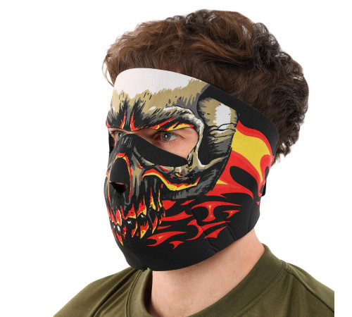 Маска лицьова вітрозахисна креативна термонавушники SP-Sport Red Evil Skull чорний
