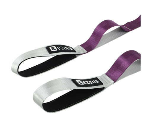 Стрічка стропа з петлями для розтяжки STRETCHING STRAP EZOUS 10 петель сірий-фіолетовий