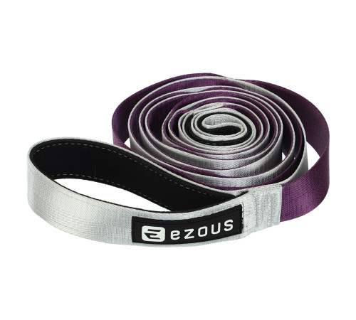 Стрічка стропа з петлями для розтяжки STRETCHING STRAP EZOUS 10 петель сірий-фіолетовий