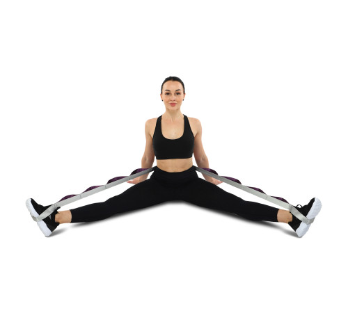 Стрічка стропа з петлями для розтяжки STRETCHING STRAP EZOUS 10 петель сірий-фіолетовий
