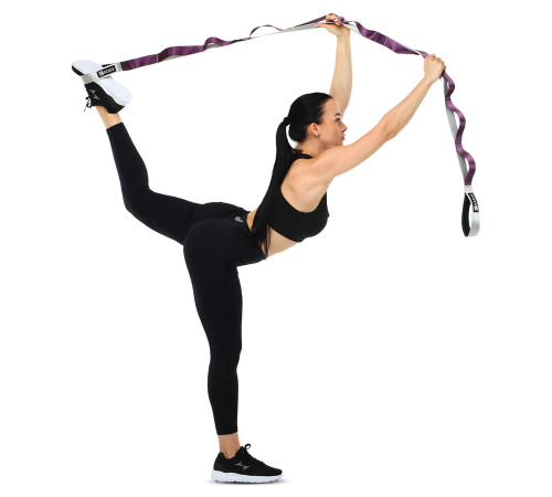 Стрічка стропа з петлями для розтяжки STRETCHING STRAP EZOUS 10 петель сірий-фіолетовий