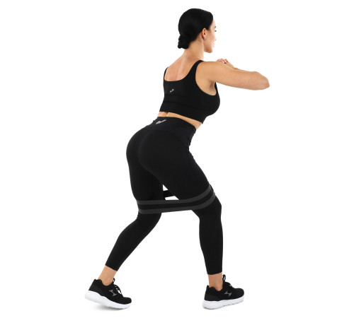 Резинка тканинна для вправ стрічка опору регульована ADJUSTABLE HIP BAND EZOUS EZOUS чорний
