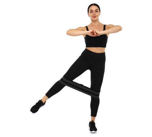 Резинка тканинна для вправ стрічка опору регульована ADJUSTABLE HIP BAND EZOUS EZOUS чорний