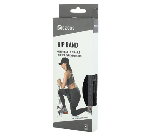 Гумка тканинна для вправ стрічка опору LOOP BANDS KNITTING HIP BAND EZOUS чорний-сірий