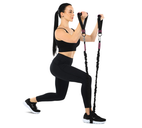 Эспандер трубчатый с карабином в защитном рукаве RESISTANCE TUBE WITH COVER EZOUS нагрузка низкая черный