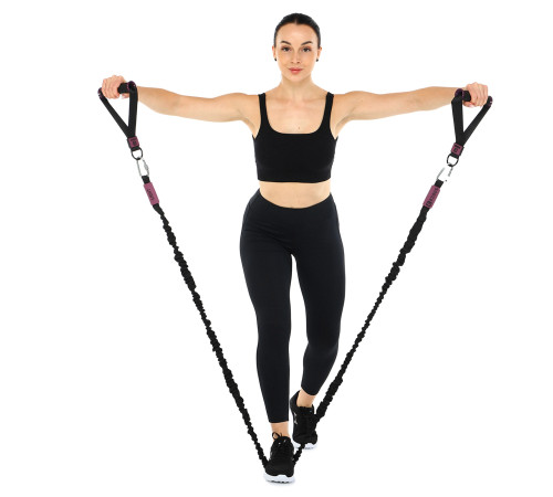 Эспандер трубчатый с карабином в защитном рукаве RESISTANCE TUBE WITH COVER EZOUS нагрузка низкая черный