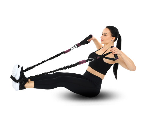 Эспандер трубчатый с карабином в защитном рукаве RESISTANCE TUBE WITH COVER EZOUS нагрузка низкая черный