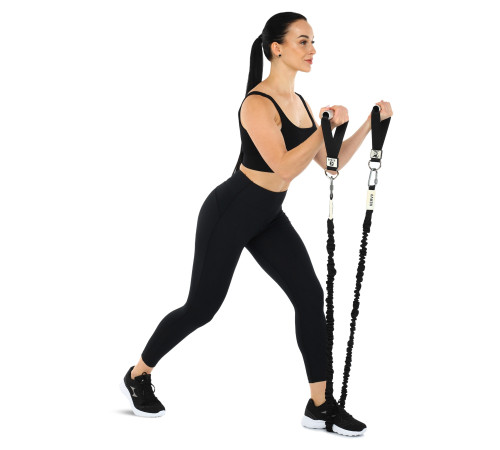 Эспандер трубчатый с карабином в защитном рукаве RESISTANCE TUBE WITH COVER EZOUS нагрузка высокая черный