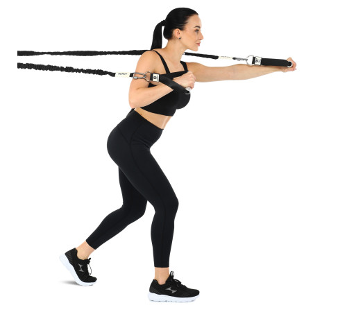 Эспандер трубчатый с карабином в защитном рукаве RESISTANCE TUBE WITH COVER EZOUS нагрузка высокая черный