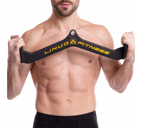 Рукоятка для тяги со средним хватом Mide Grip нескользящее покрытие LINUO FITNESS 54см черный