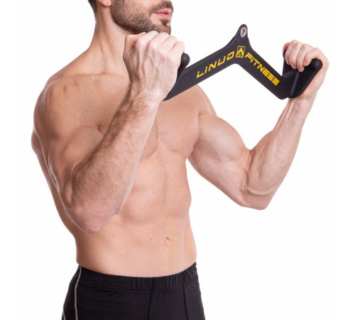 Рукоятка для тяги со средним хватом Mide Grip нескользящее покрытие LINUO FITNESS 54см черный