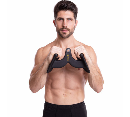 Рукоятка для тяги c узким хватом V-Bar нескользящее покрытие LINUO FITNESS 31см черный